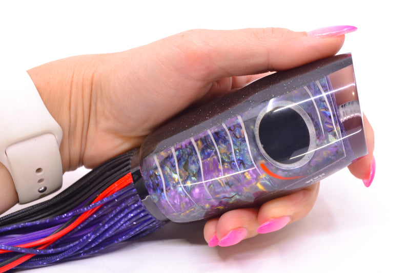 Amaral Lures Purple Marbled Abalone Shell White Stripes Black Back Naja 16" 14.5oz