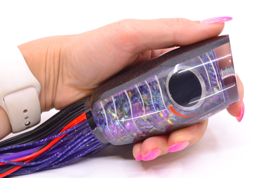 Amaral Lures Purple Marbled Abalone Shell White Stripes Black Back Naja 16" 14.5oz
