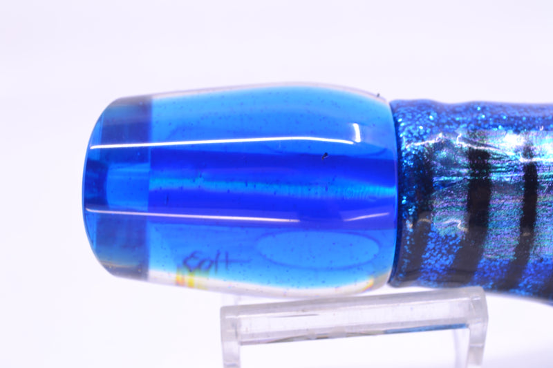 Marlin Magic Lures White Awabi Blue Back Taxi Eyes Lil Hibby 10" 7.2oz Skirted Blue Aurora