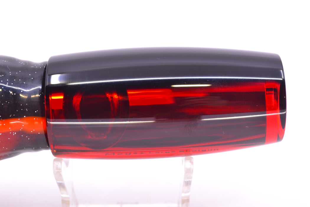 Moyes Lures Red Mirrored Black Back Large Shotgun 12" 7.8oz Skirted Black-Orange-Red