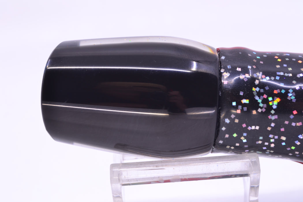 Marlin Magic Lures Tahitian MOP Black Back Red Eyes Lil Hibby 10" 7.2oz Skirted Black