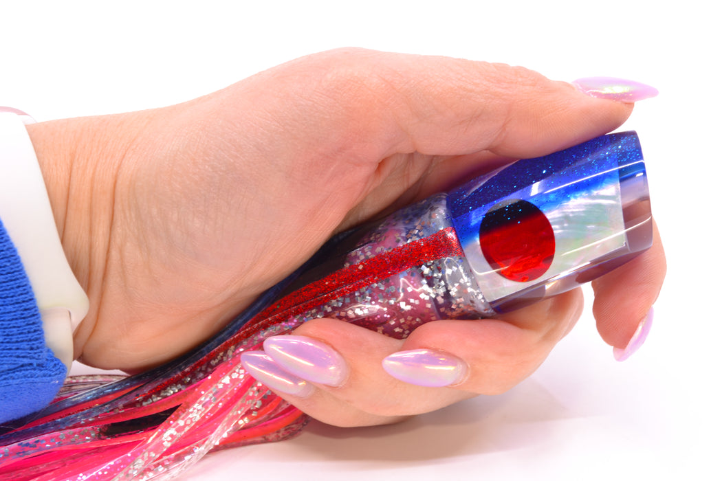 TANTRUM Lures White MOP Blue Back Red Eyes Small Bandit 7" 2.8oz Skirted Evil GZE