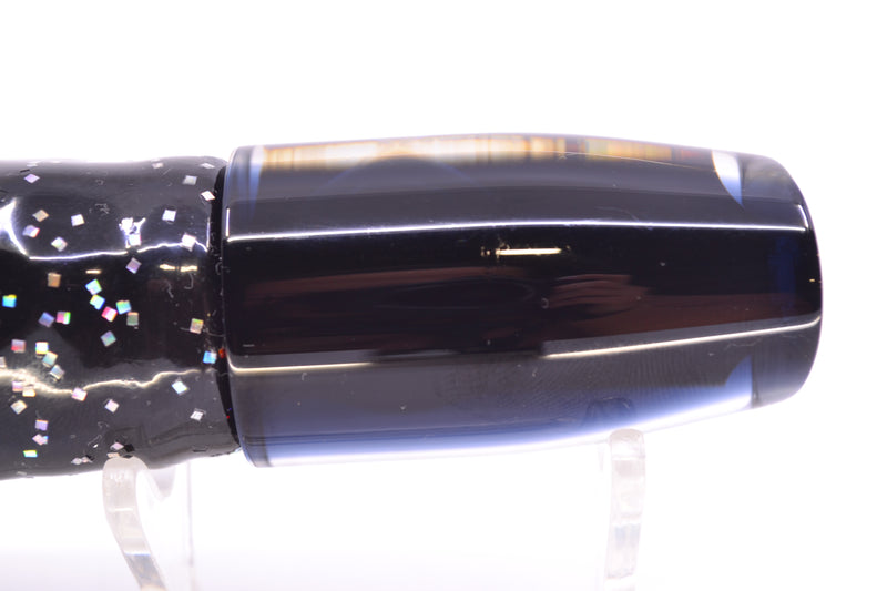 Moyes Lures Black Pearl Black Back Taxi Eyes Small Plunger 9" 5oz Skirted Black/Purple