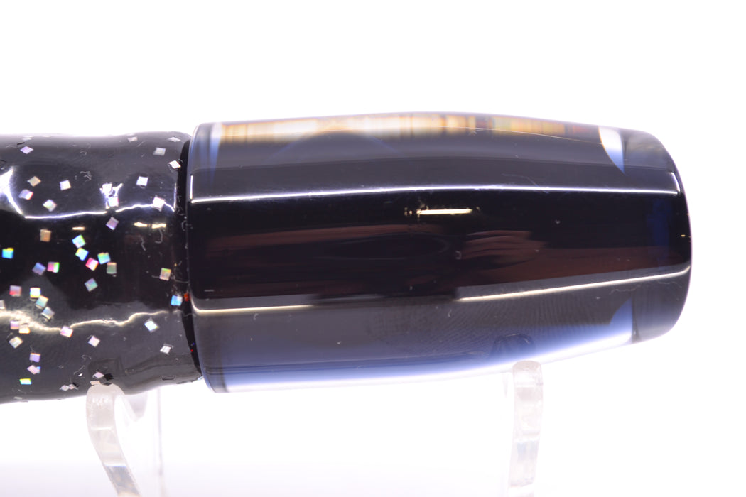 Moyes Lures Black Pearl Black Back Taxi Eyes Small Plunger 9" 5oz Skirted Black/Purple