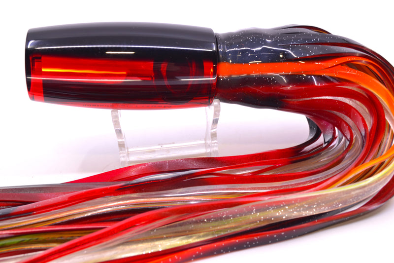 Moyes Lures Red Mirrored Black Back Large Shotgun 12" 7.8oz Skirted Black-Orange-Red