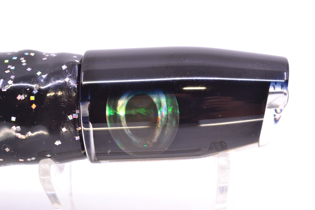 Moyes Lures Black Pearl Black Back Taxi Eyes Small Plunger 9" 5oz Skirted Black/Purple