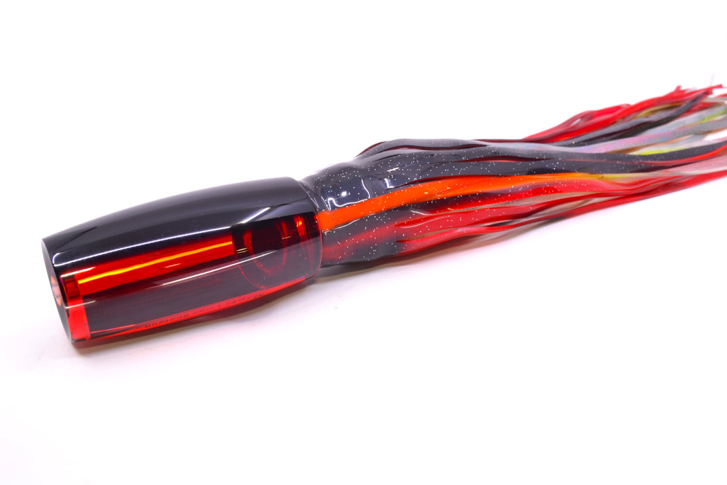 Moyes Lures Red Mirrored Black Back Large Shotgun 12" 7.8oz Skirted Black-Orange-Red
