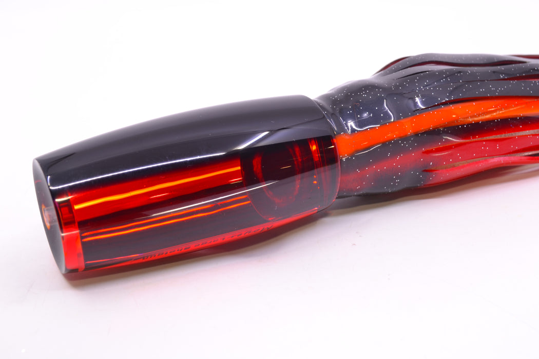 Moyes Lures Red Mirrored Black Back Large Shotgun 12" 7.8oz Skirted Black-Orange-Red