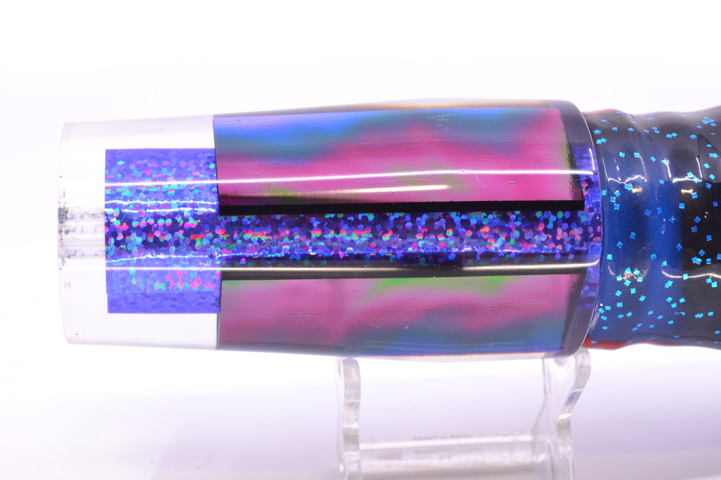 Aloha Lures Purple Rainbow Blue-Purple Dichro Sundowner 14" 11.5oz Skirted Black-Blue-Purple