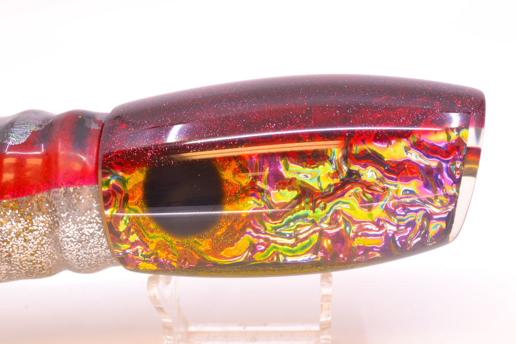 Coggin Lures Purple Rainbow Dichro Red Back Maui Plunger 14" 13oz Skirted Red Aurora