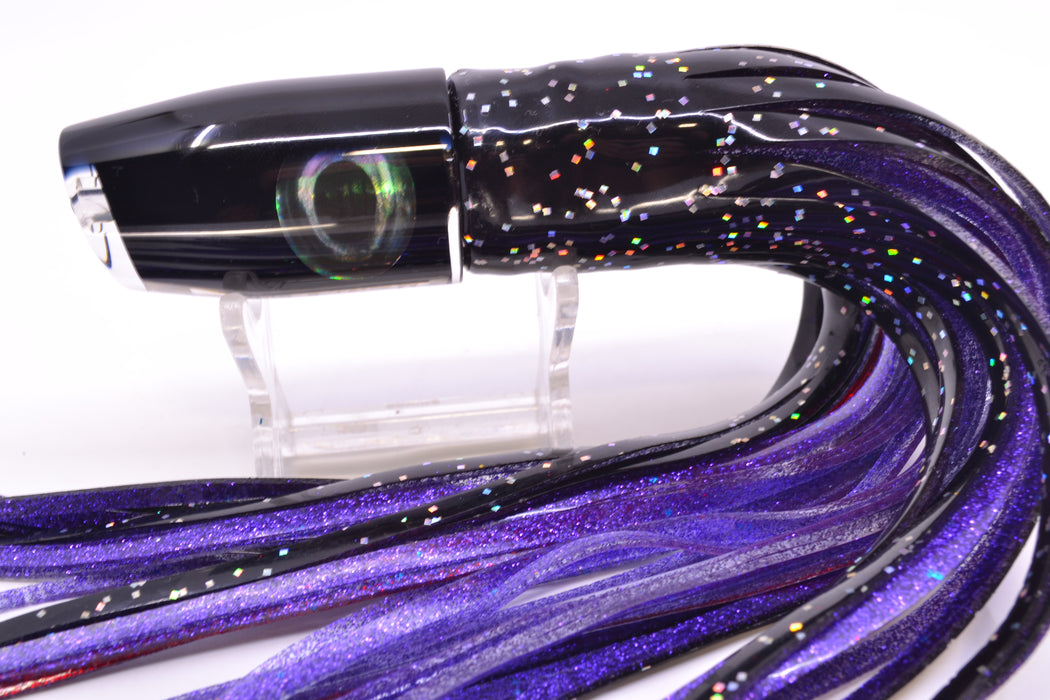 Moyes Lures Black Pearl Black Back Taxi Eyes Small Plunger 9" 5oz Skirted Black/Purple