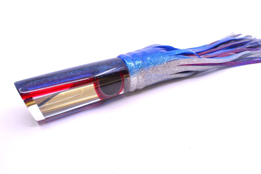 Coggin Lures Clear Mirrored Blue-Plum Back Copa Tube 14" 10.7oz Skirted Blue-Silver
