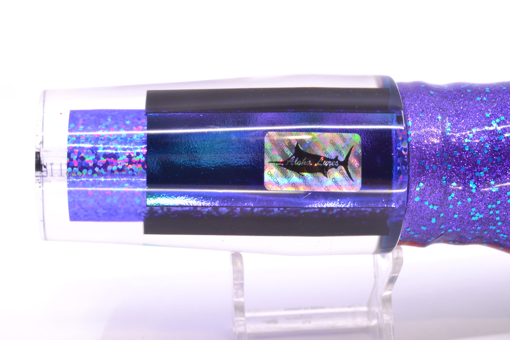 Aloha Lures Purple Rainbow Blue-Purple Dichro Sundowner 14" 11.5oz Skirted Black-Blue-Purple