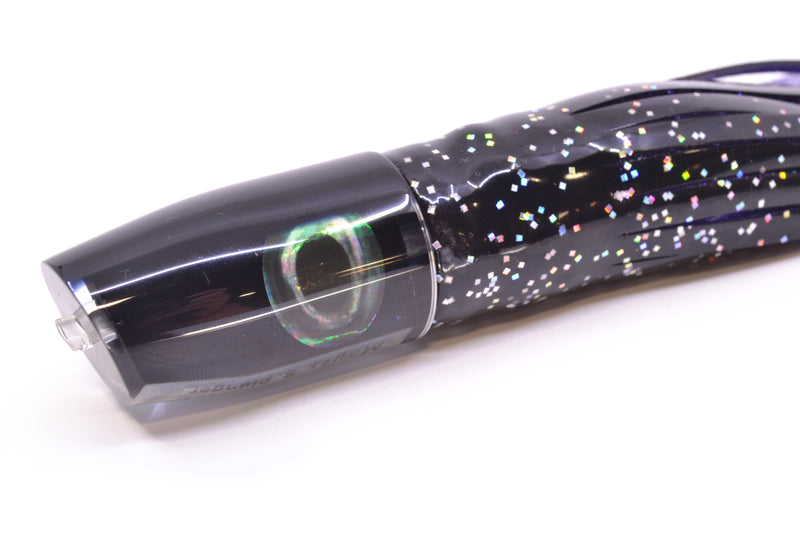 Moyes Lures Black Pearl Black Back Taxi Eyes Small Plunger 9" 5oz Skirted Black/Purple