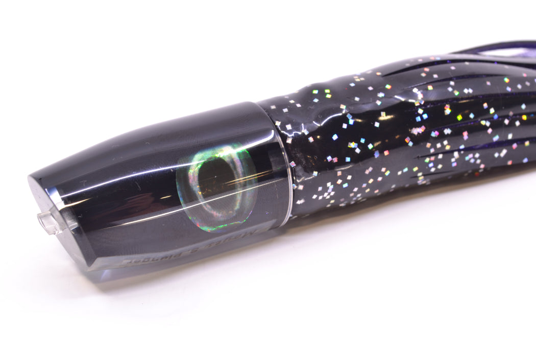Moyes Lures Black Pearl Black Back Taxi Eyes Small Plunger 9" 5oz Skirted Black/Purple