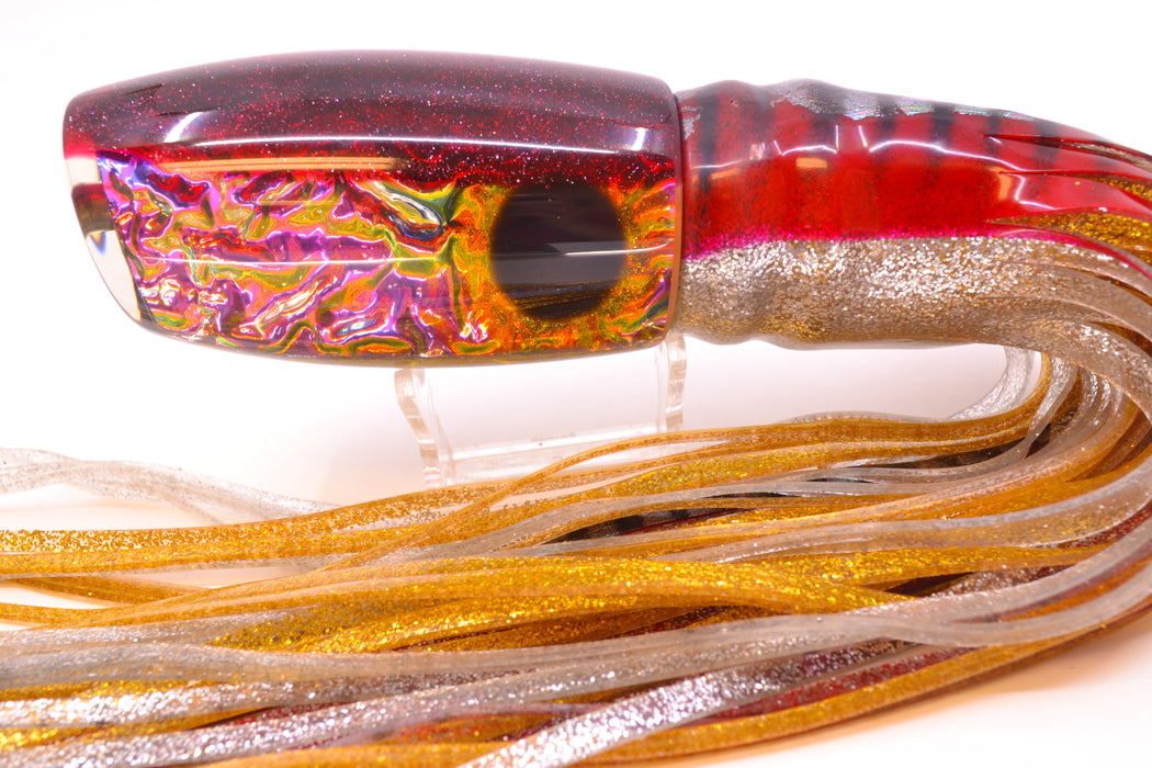 Coggin Lures Purple Rainbow Dichro Red Back Maui Plunger 14" 13oz Skirted Red Aurora