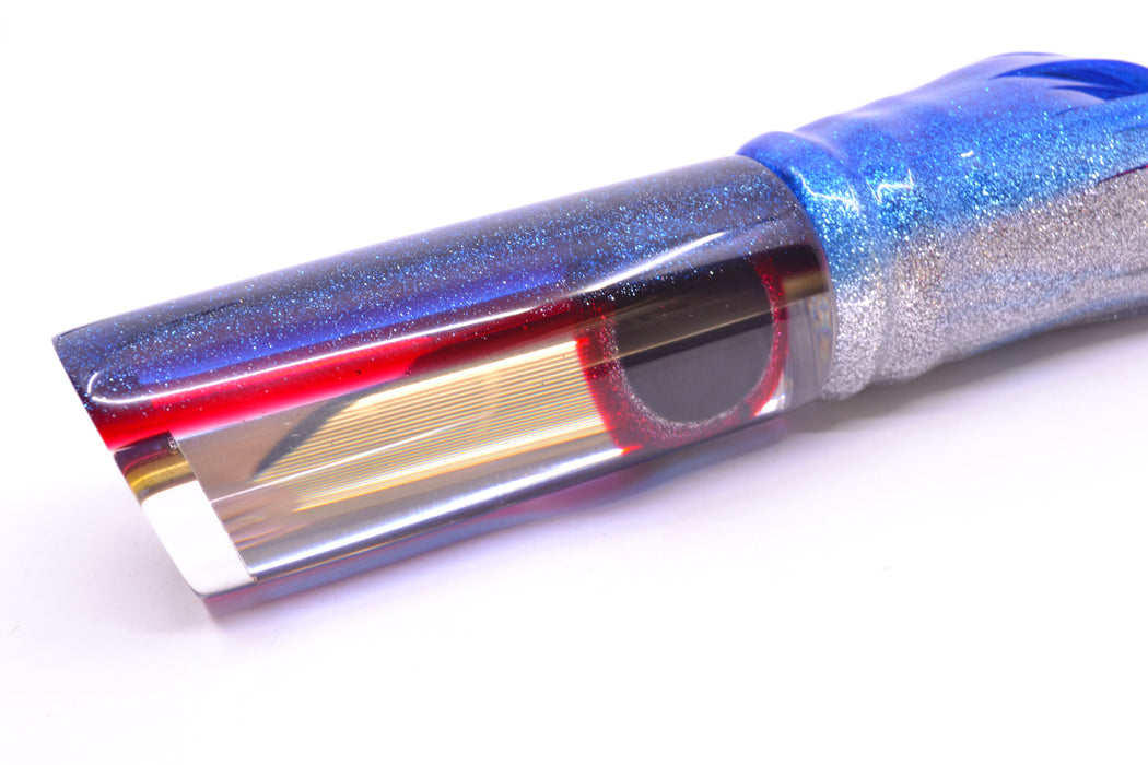 Coggin Lures Clear Mirrored Blue-Plum Back Copa Tube 14" 10.7oz Skirted Blue-Silver