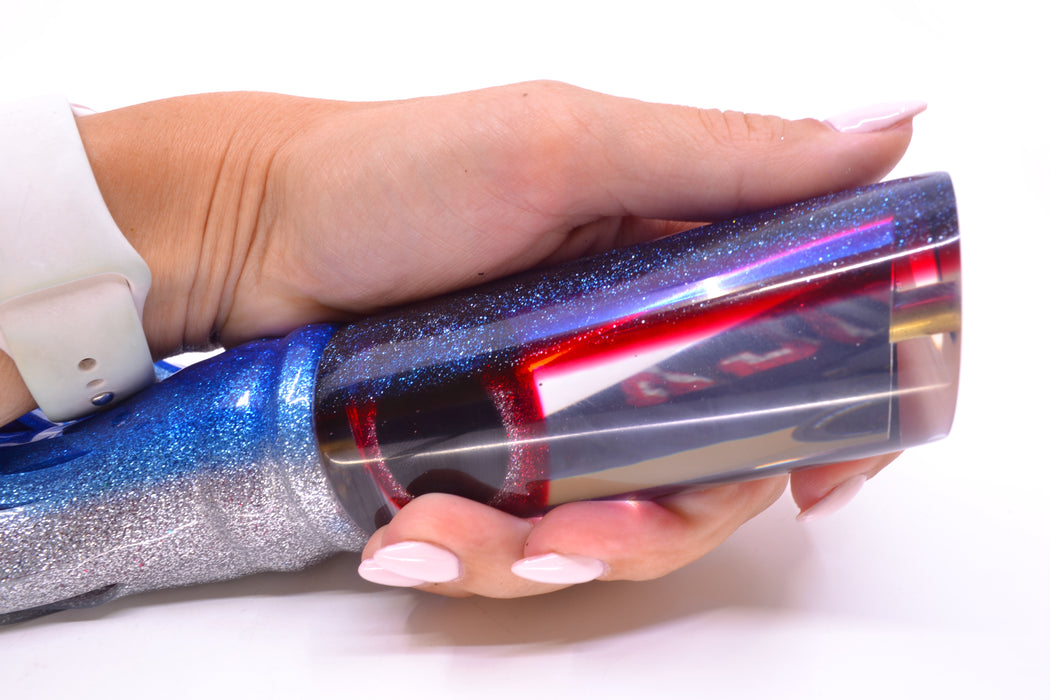 Coggin Lures Clear Mirrored Blue-Plum Back Copa Tube 14" 10.7oz Skirted Blue-Silver