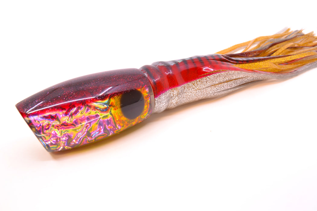 Coggin Lures Purple Rainbow Dichro Red Back Maui Plunger 14" 13oz Skirted Red Aurora