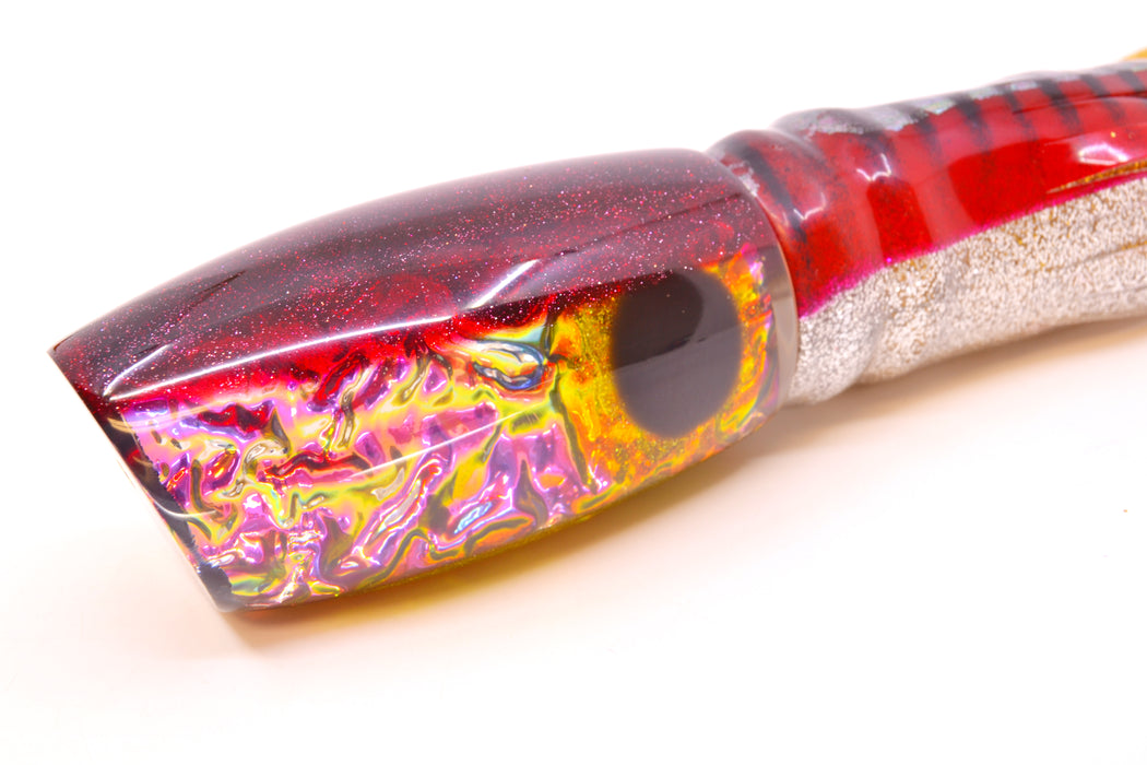 Coggin Lures Purple Rainbow Dichro Red Back Maui Plunger 14" 13oz Skirted Red Aurora