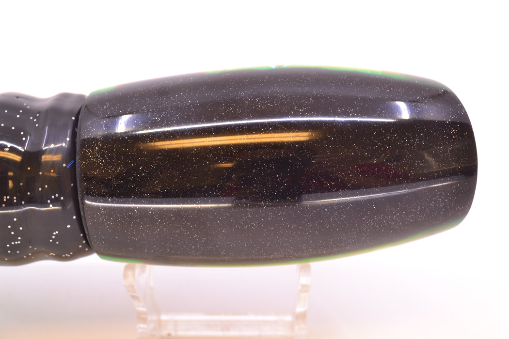 Coggin Lures Ice Rainbow Dichro Black-Yellow Back Maui Plunger 14" 13oz Skirted Black-Blue