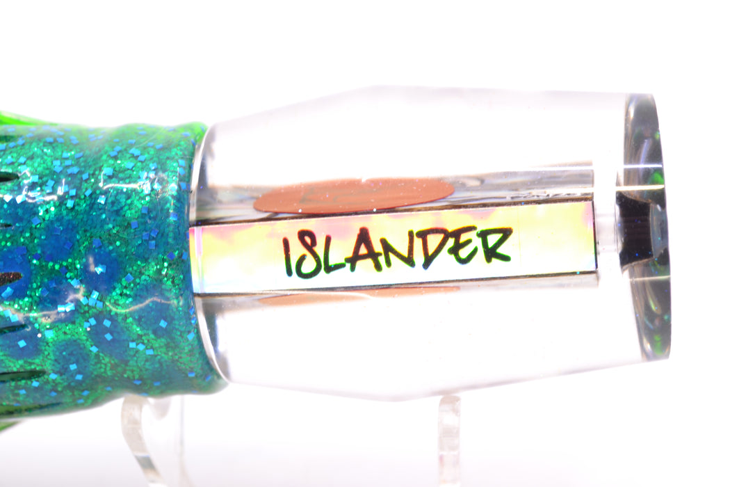 Bonze Lures Paua Shell Red Eyes Islander 12" 8oz Skirted Black Dots-Blue Dots