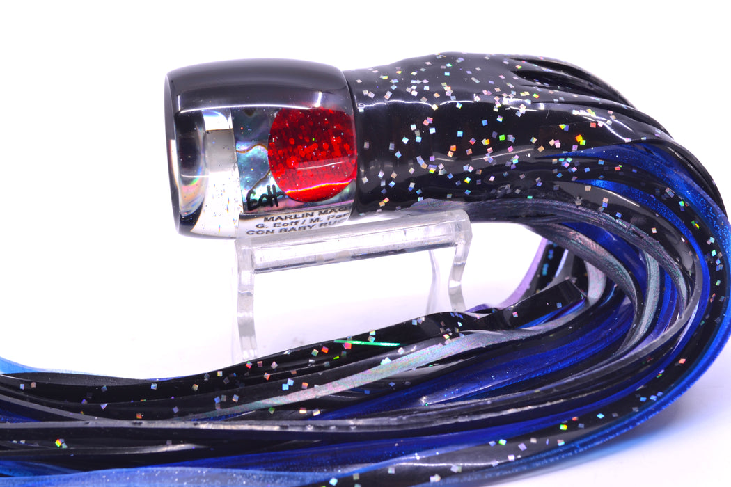 Marlin Magic Blue-Purple Abalone Black Back Concave Baby Ruckus 9" 5oz Skirted Black