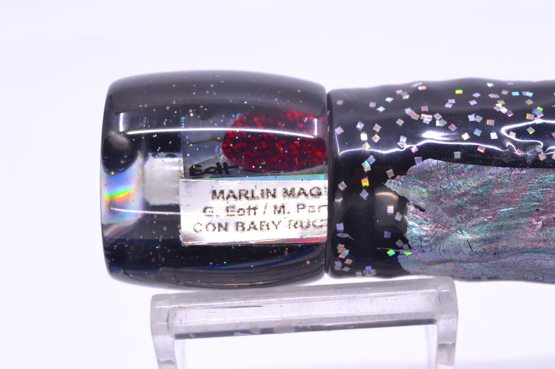 Marlin Magic Blue-Purple Abalone Black Back Concave Baby Ruckus 9" 5oz Skirted Black