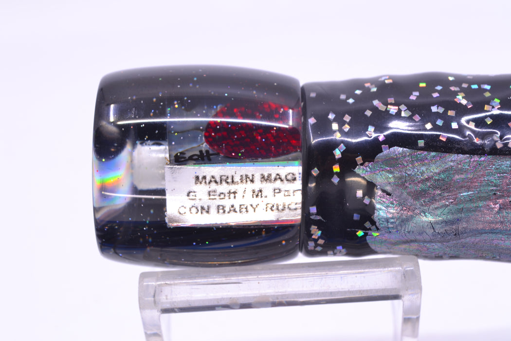 Marlin Magic Blue-Purple Abalone Black Back Concave Baby Ruckus 9" 5oz Skirted Black