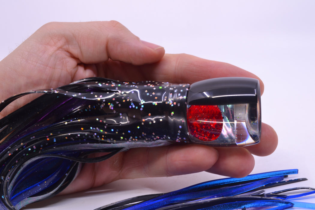 Marlin Magic Blue-Purple Abalone Black Back Concave Baby Ruckus 9" 5oz Skirted Black