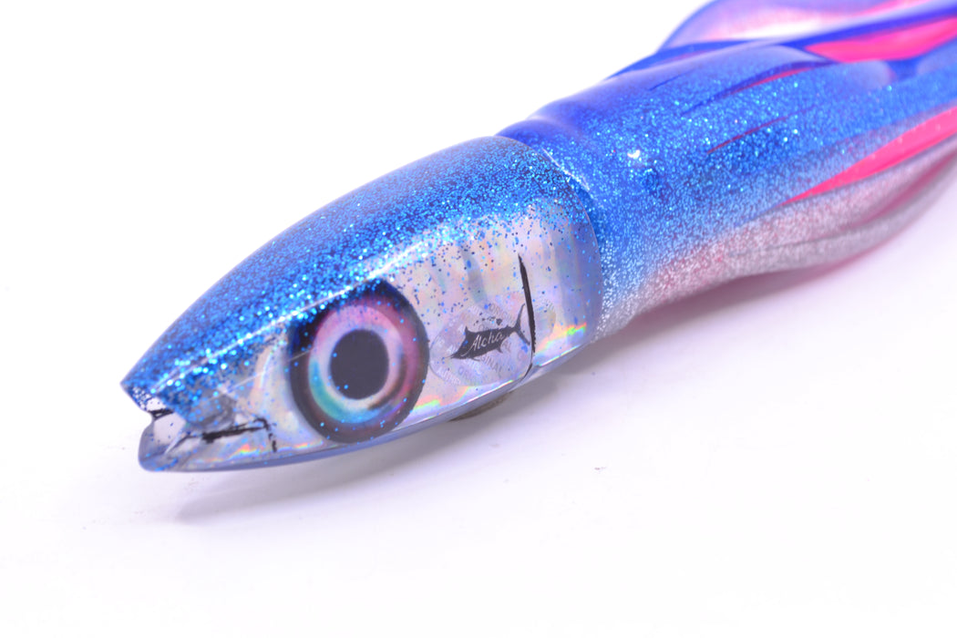 Aloha Lures Silver Rainbow Blue Back Super Ninja 9" 6oz Skirted Blue-Silver/Pink GZE