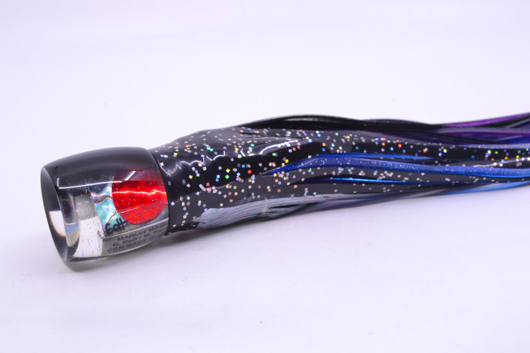 Marlin Magic Blue-Purple Abalone Black Back Concave Baby Ruckus 9" 5oz Skirted Black