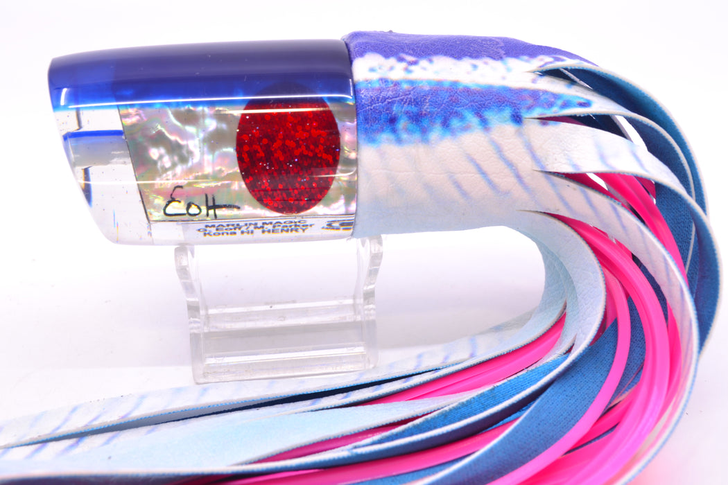 Marlin Magic Lures White Awabi Blue Back Red Eyes Henry 12" 9.8oz ALV Vinyl Ballyhoo
