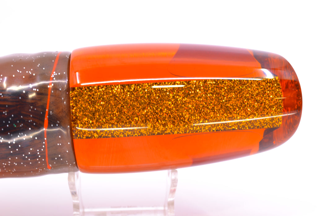 Koya Lures Amber Rainbow Red Eyes Large Poi Dog 16" 16oz Skirted Root Beer-Black Kajiki