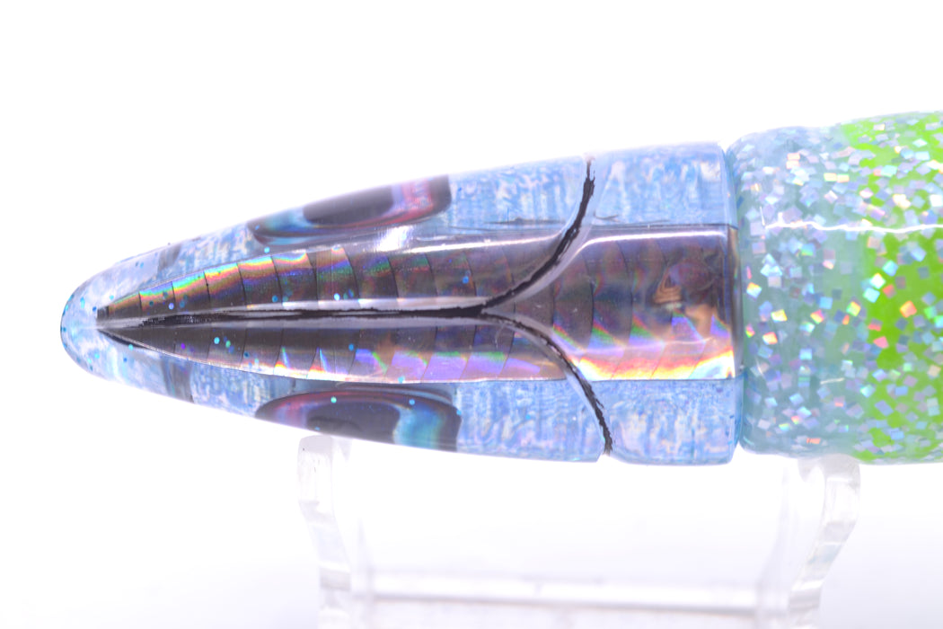 Aloha Lures Silver Rainbow Ice Blue Back Super Ninja 9" 6oz Skirted Ice Blue/Rainbow GZE