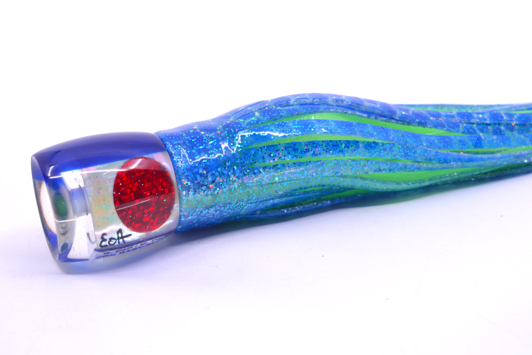 Marlin Magic White Awabi Blue Back Red Eyes Concave Baby Ruckus 9" 5oz Skirted Blue Dots