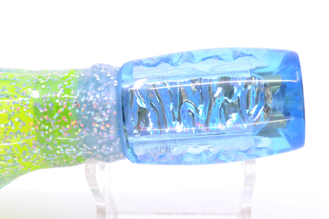 Coggin Lures Ice Blue Rainbow Dichro 4-Hole Kilauea Tado Invert 9" 5.5oz Skirted Blue/Rainbow