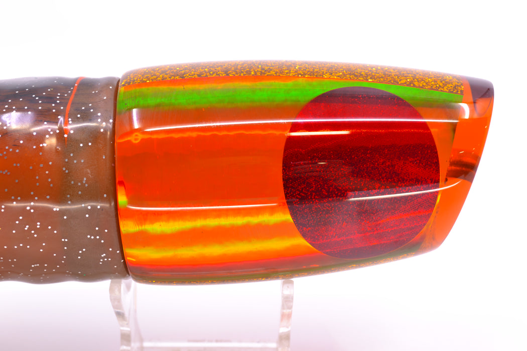 Koya Lures Amber Rainbow Red Eyes Large Poi Dog 16" 16oz Skirted Root Beer-Black Kajiki