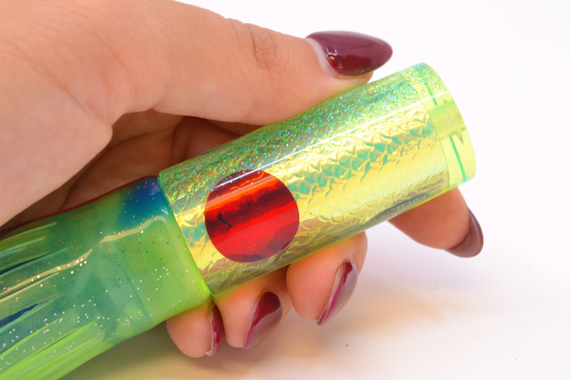 TANTRUM Lures Green Rainbow Scale Ice Blue Back Small AMN 7" 2.3oz Skirted
