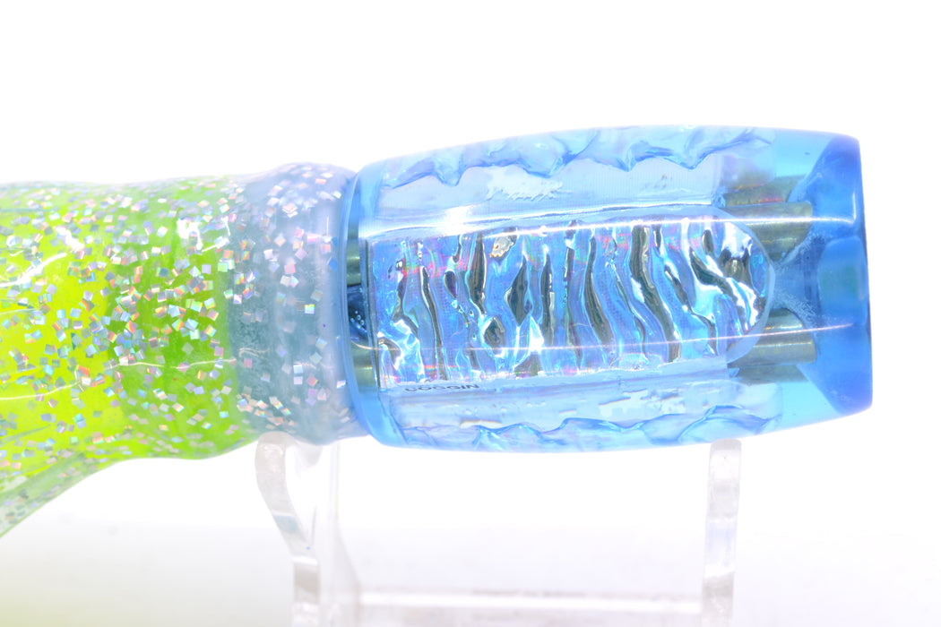 Coggin Lures Ice Blue Rainbow Dichro 4-Hole Kilauea Tado Invert 9" 5.5oz Skirted Blue/Rainbow