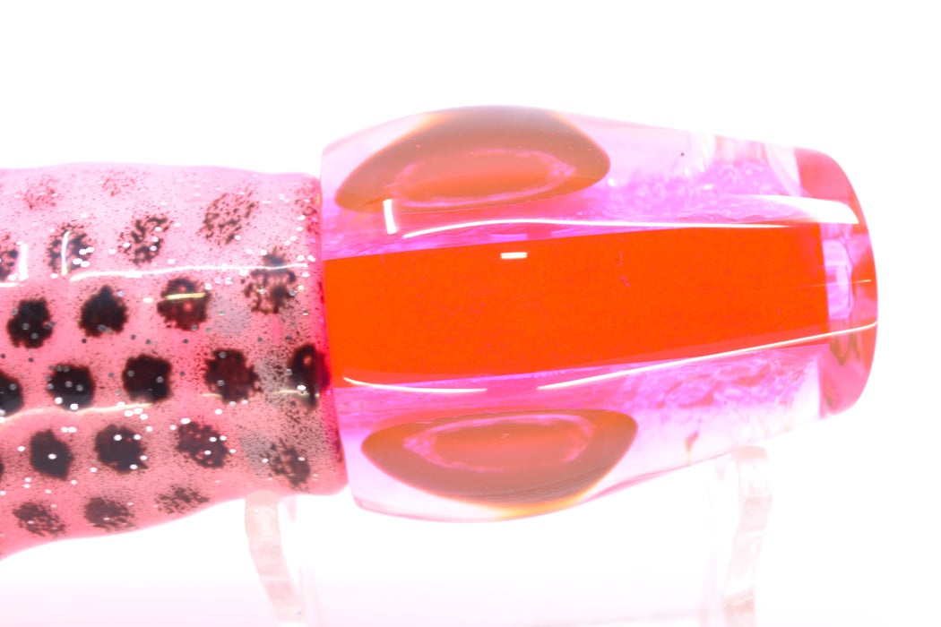 Moyes Lures Pink-Purple Dichro Pink Back Medium Sumo 12" 6.8oz Skirted White-Black Dots