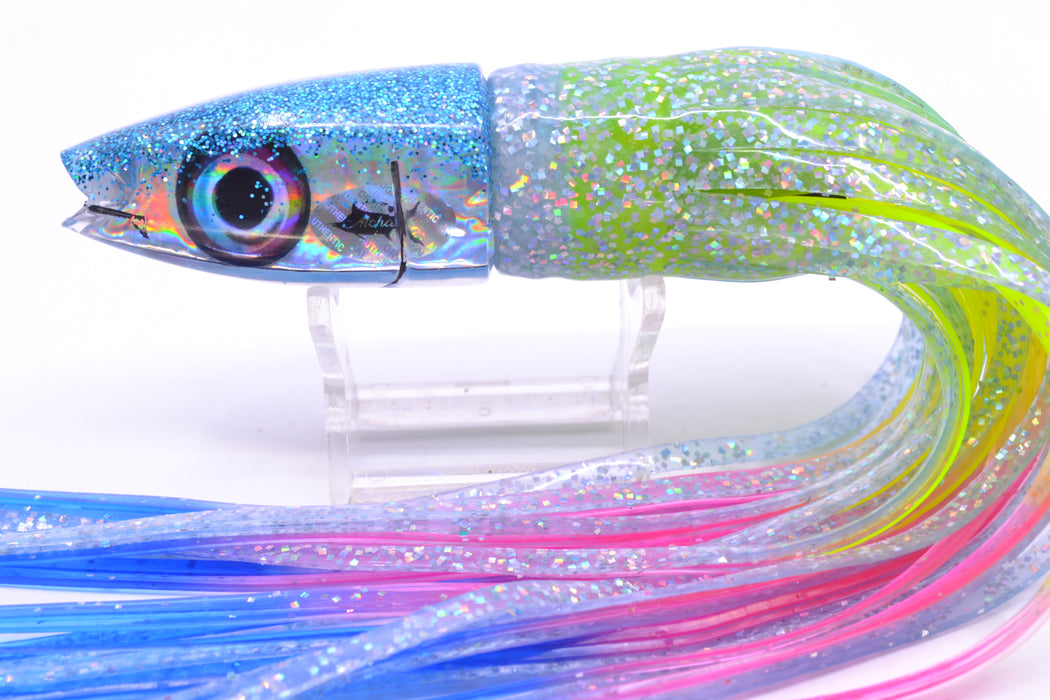Aloha Lures Silver Rainbow Ice Blue Back Super Ninja 9" 6oz Skirted Ice Blue/Rainbow GZE