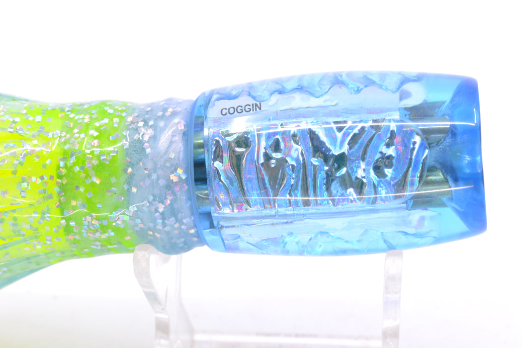 Coggin Lures Ice Blue Rainbow Dichro 4-Hole Kilauea Tado Invert 9" 5.5oz Skirted Blue/Rainbow