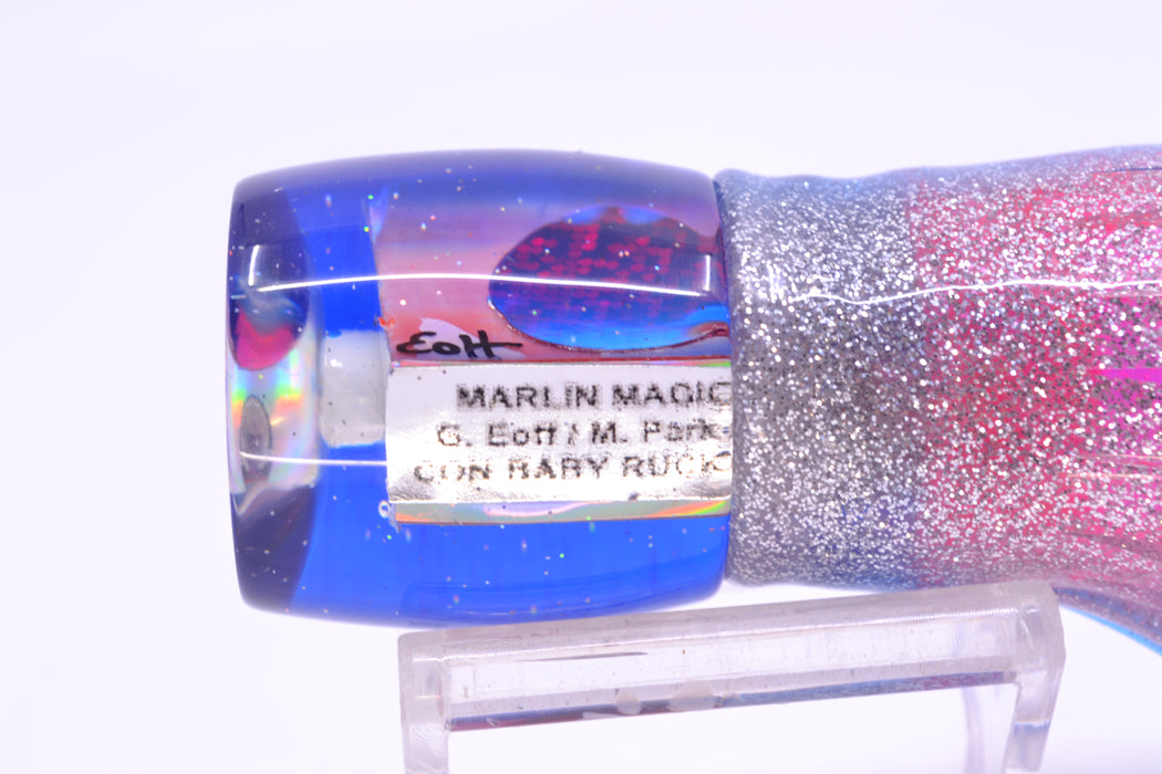 Marlin Magic Pink MOP Blue Back Concave Baby Ruckus 9" 5oz Skirted Blue-Silver/Pink