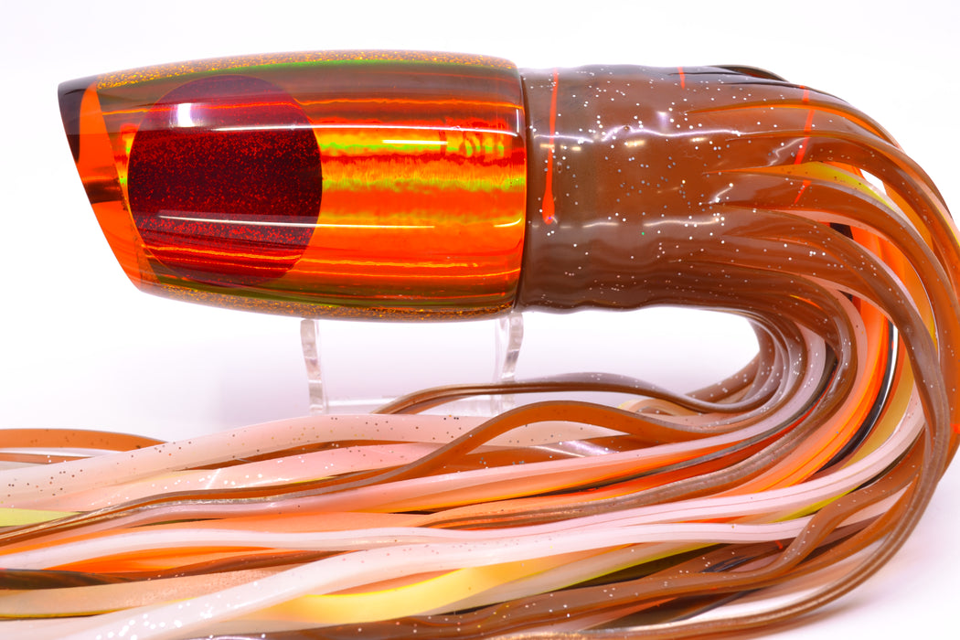 Koya Lures Amber Rainbow Red Eyes Large Poi Dog 16" 16oz Skirted Root Beer-Black Kajiki