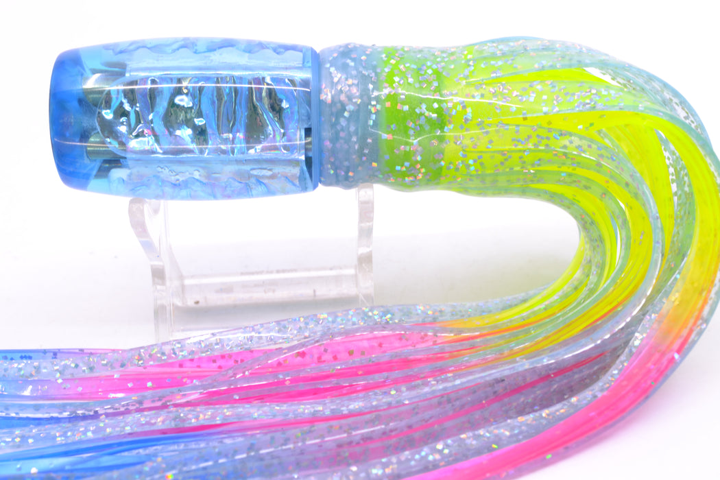 Coggin Lures Ice Blue Rainbow Dichro 4-Hole Kilauea Tado Invert 9" 5.5oz Skirted Blue/Rainbow
