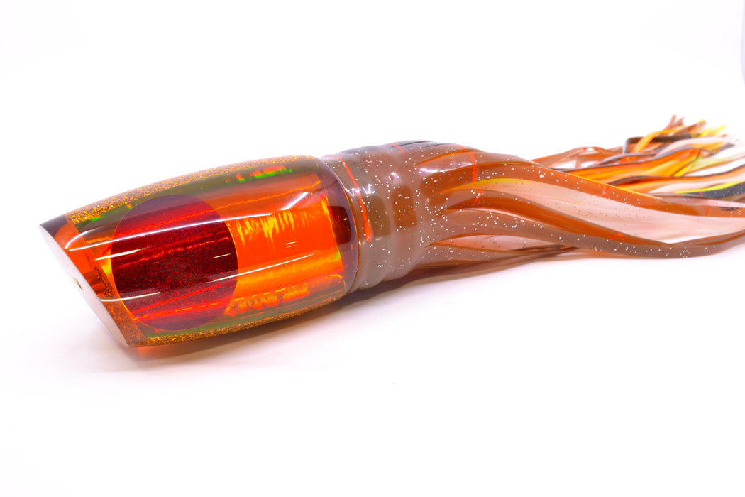 Koya Lures Amber Rainbow Red Eyes Large Poi Dog 16" 16oz Skirted Root Beer-Black Kajiki