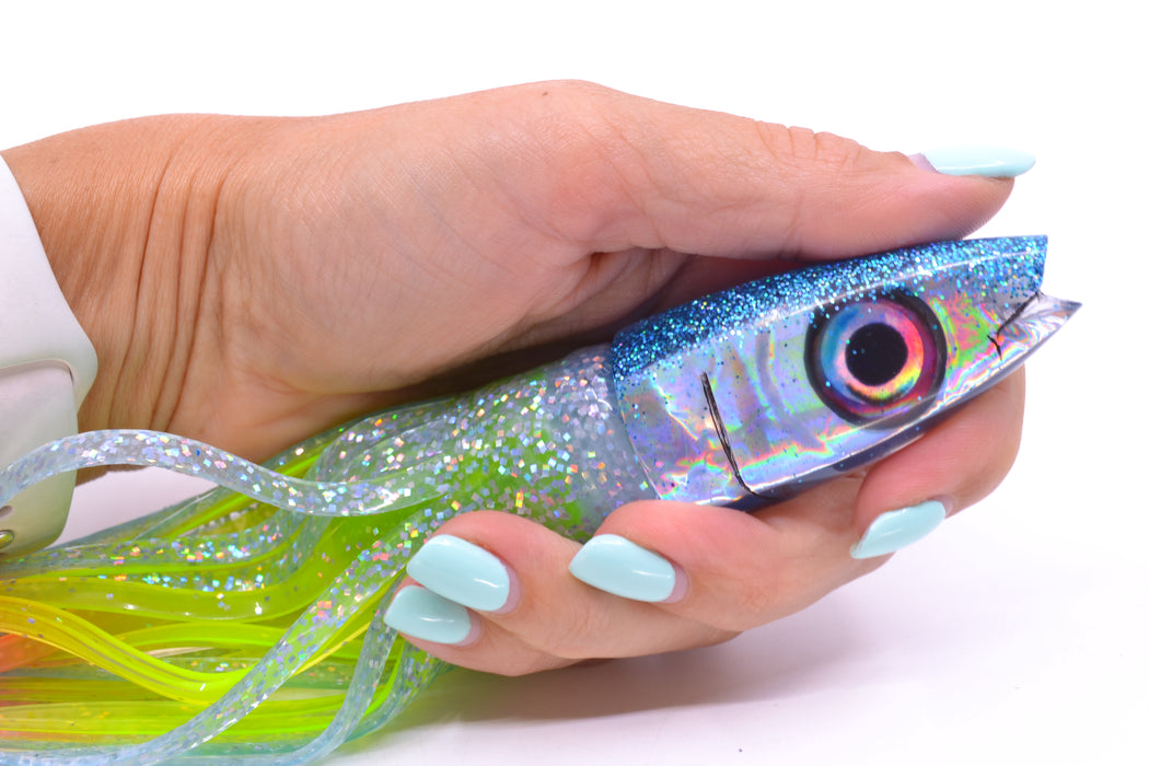 Aloha Lures Silver Rainbow Ice Blue Back Super Ninja 9" 6oz Skirted Ice Blue/Rainbow GZE