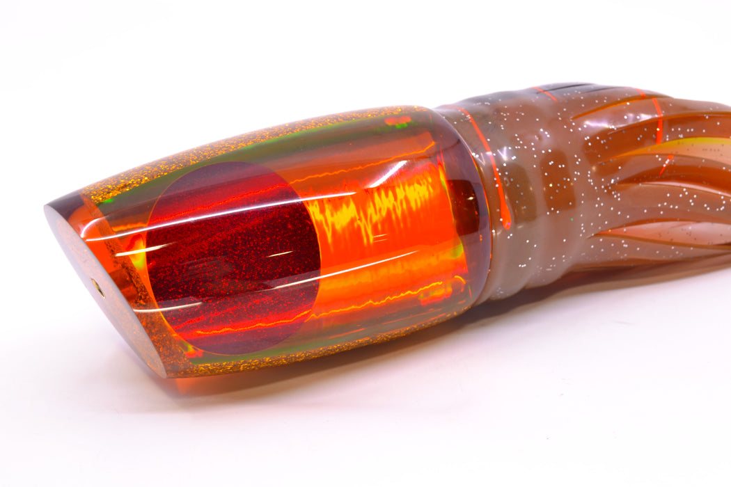 Koya Lures Amber Rainbow Red Eyes Large Poi Dog 16" 16oz Skirted Root Beer-Black Kajiki