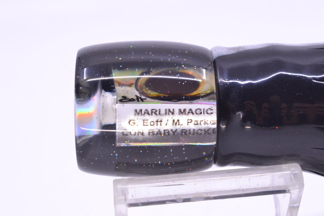 Marlin Magic White Abalone Black Back Taxi Eyes Concave Baby Ruckus 9" 5oz Skirted